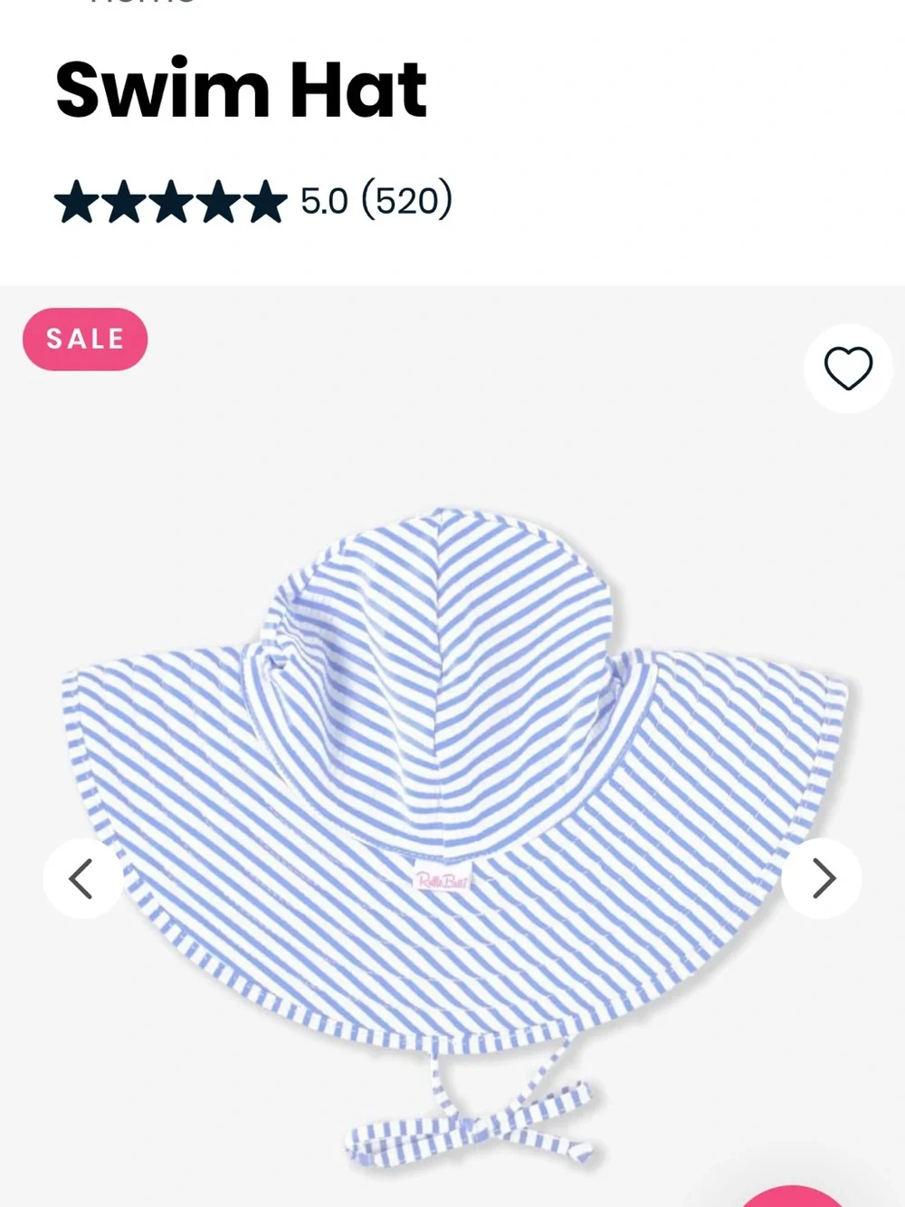 Ruffle Butts Blue & White striped and Pink Dot Swim Hat 0-12 month